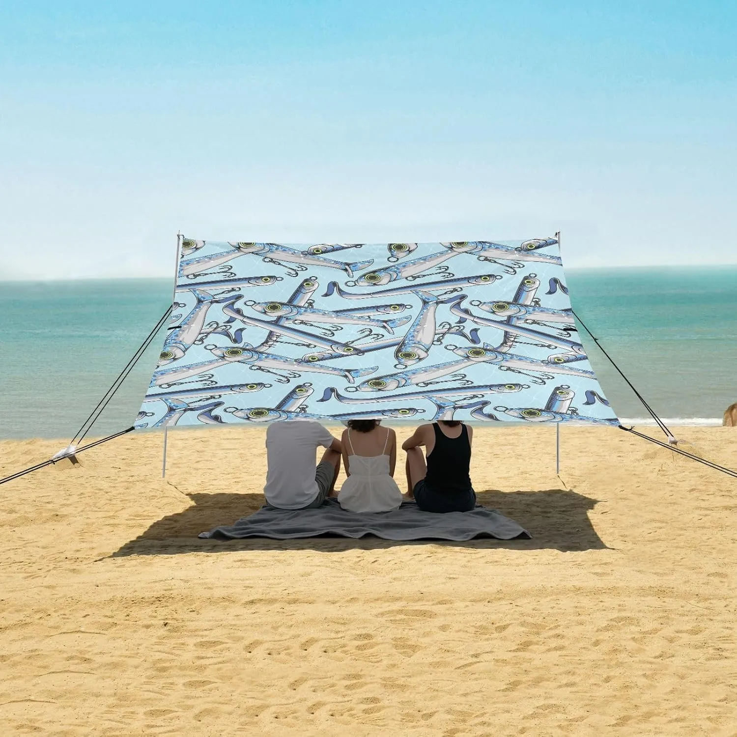Beach Shade Tent with UPF50  UV Protection,Fishing Lures with Silver Lightweight Camping Sun Shelter for Outdoor,Camping Trips, Fishing, Backyard,Picnics,Easy Set Up and Carry 9x10.5 FT