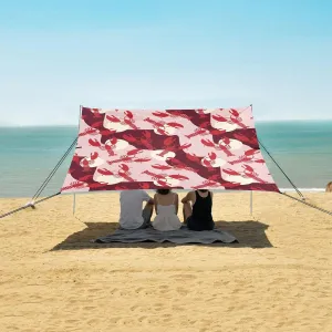 Beach Shade Tent with UPF50  UV Protection,Retro Lobster Pattern with Spots Lightweight Camping Sun Shelter for Outdoor,Camping Trips, Fishing, Backyard,Picnics,Easy Set Up and Carry 9x10.5 FT