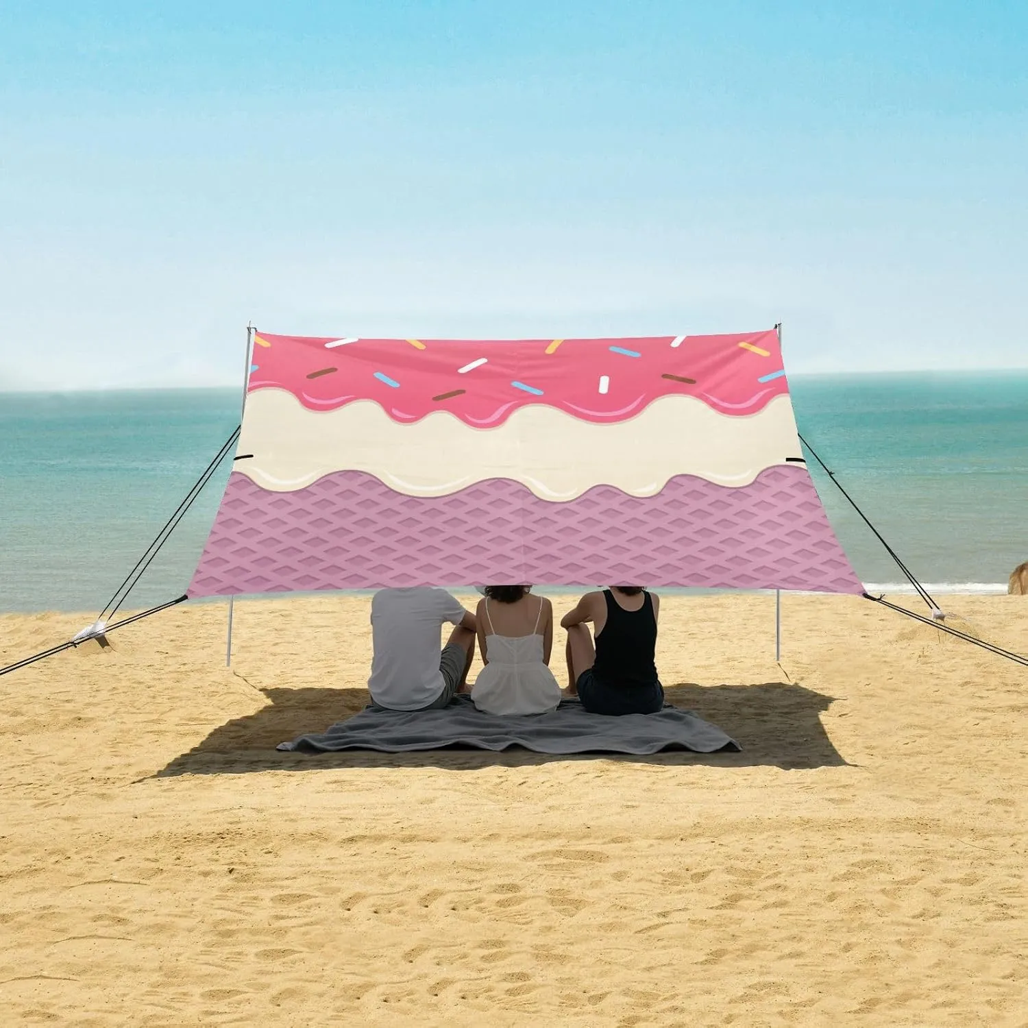 Beach Shade Tent with UPF50  UV Protection,Strawberry Ice Cream Melt Lightweight Camping Sun Shelter for Outdoor,Camping Trips, Fishing, Backyard,Picnics,Easy Set Up and Carry 9x10.5 FT