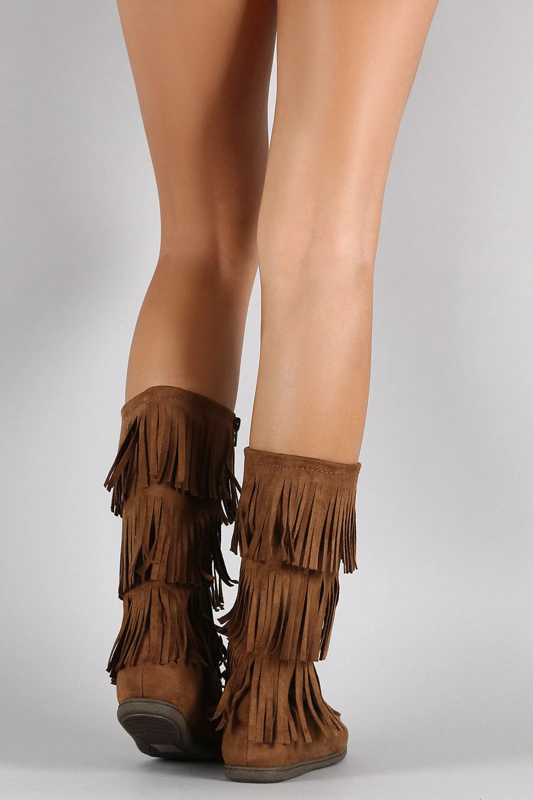Best bargain Boot Flat Soda Moccasin of Fringe Resilient Tiers