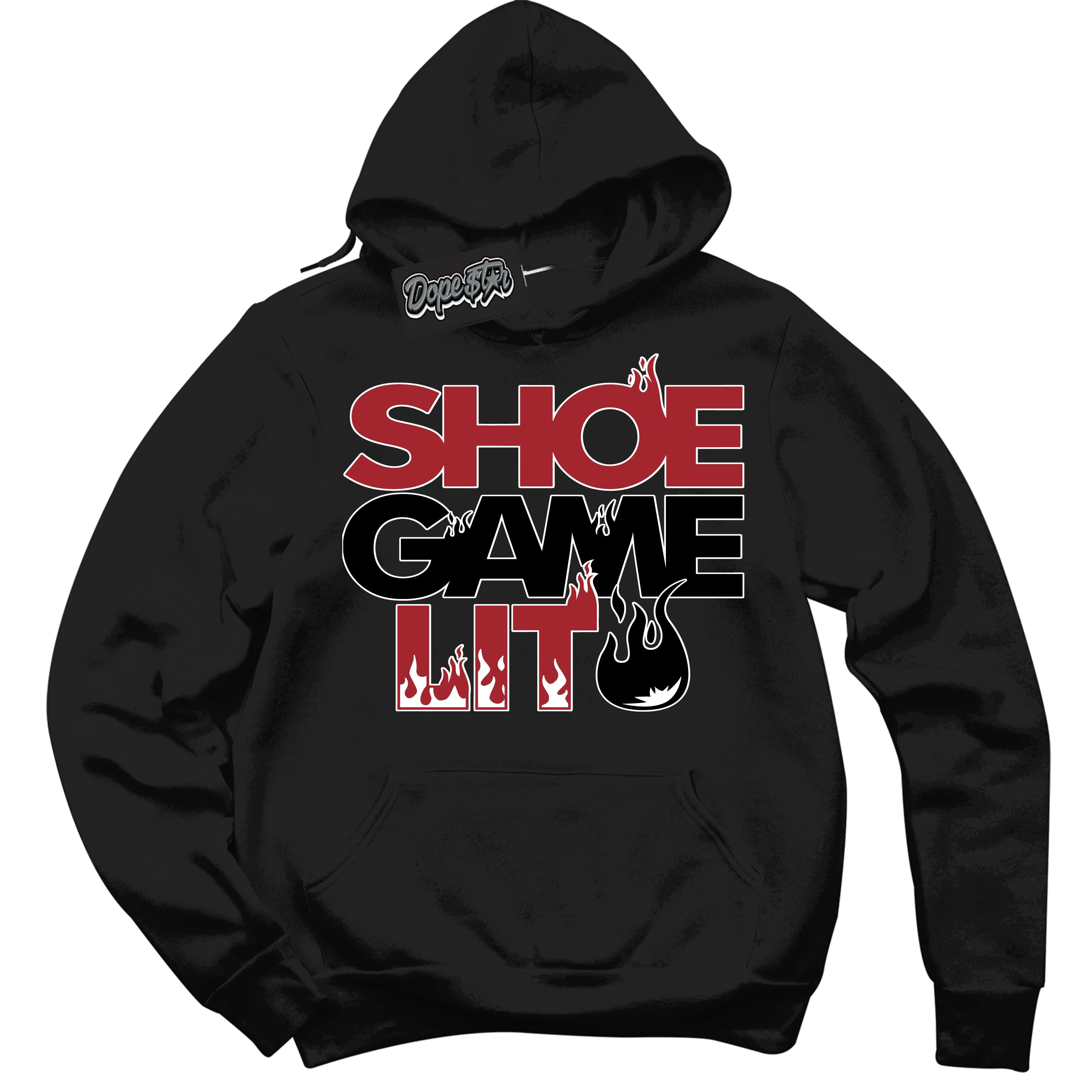 Black Toe Bright Crimson Dunk Sneaker Hoodie Shoe Game Lit Graphic