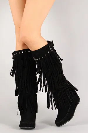 Boot Wedge Moccasin High Knee Studded Unbeatable range Promotional Fringe