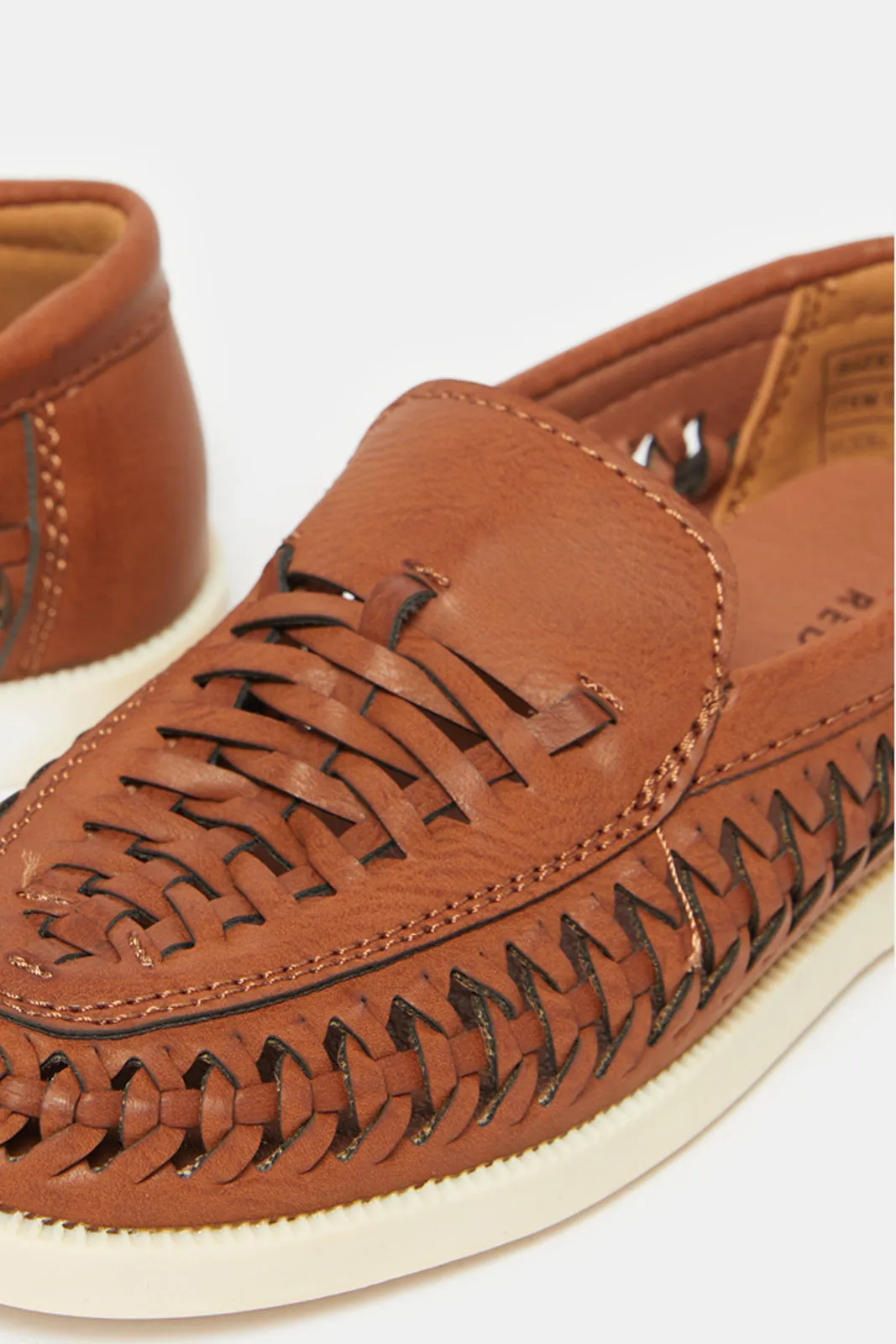 Boys Brown Textured Loafers