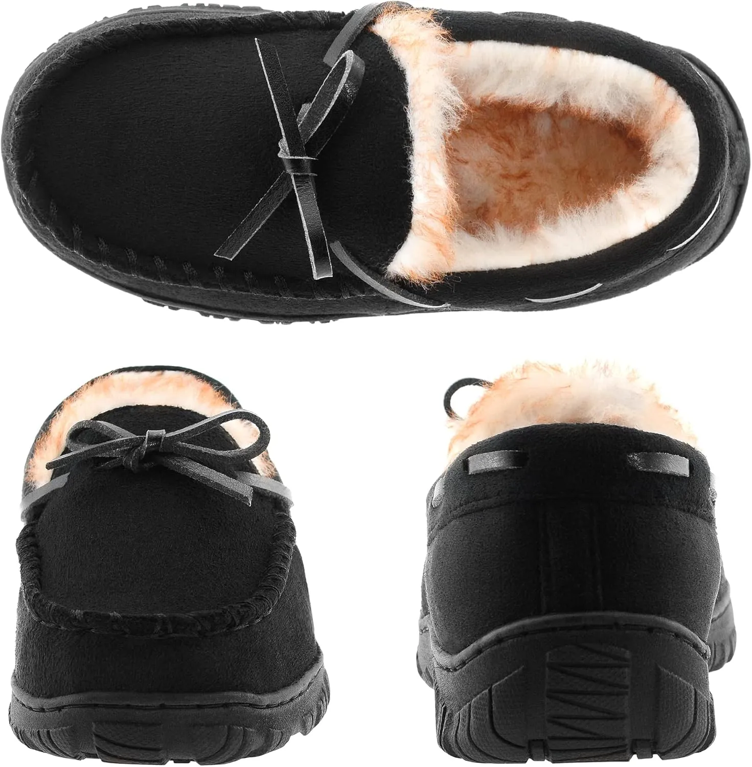Boys Slippers House Moccasins Slippers for Boys with Memory Foam Nonslip Rubber Sole Indoor Outdoor Shoes for Boys