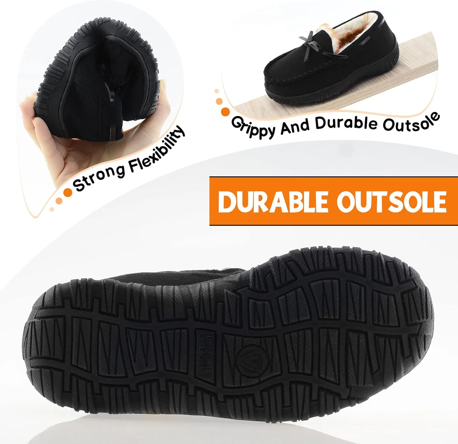 Boys Slippers House Moccasins Slippers for Boys with Memory Foam Nonslip Rubber Sole Indoor Outdoor Shoes for Boys