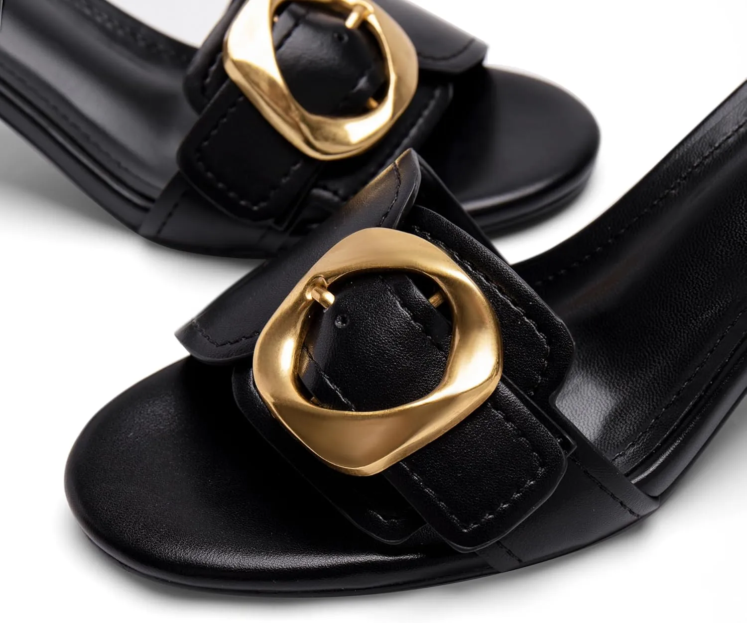 Buckle Slide Heeled Sandals for Women with 2.25 Inch Stiletto Heel