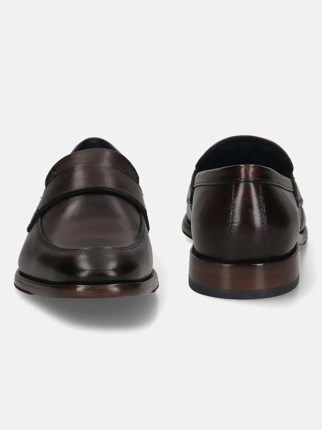 bugatti Dark Brown Premium Leather Slip-ons Formal