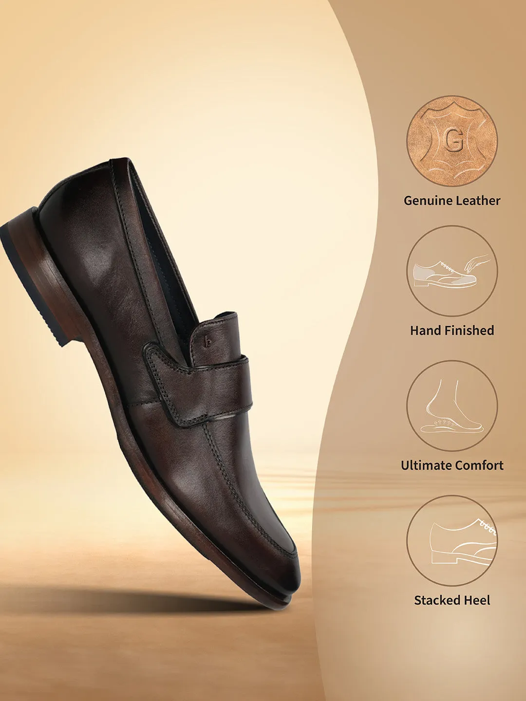 bugatti Dark Brown Premium Leather Slip-ons Formal