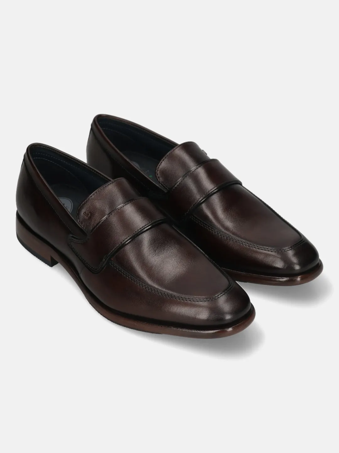 bugatti Dark Brown Premium Leather Slip-ons Formal