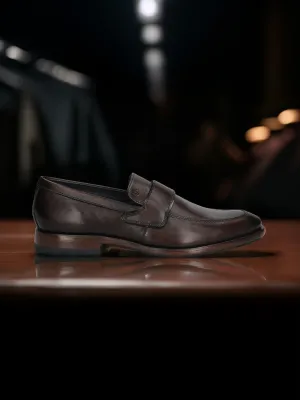 bugatti Dark Brown Premium Leather Slip-ons Formal