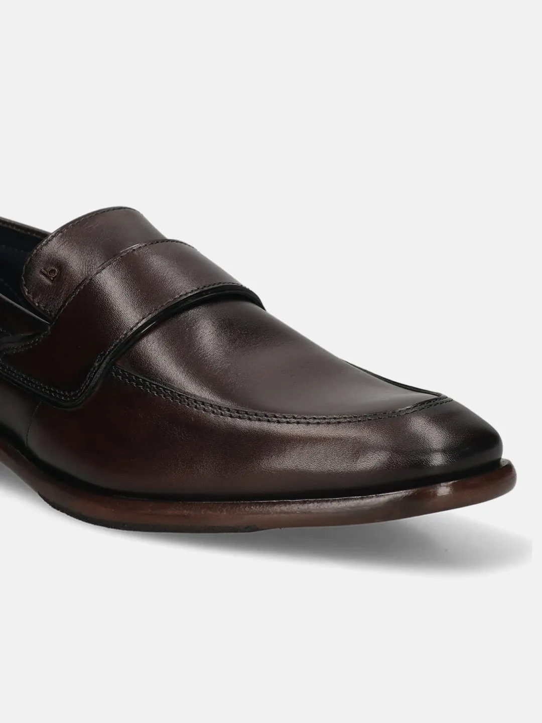 bugatti Dark Brown Premium Leather Slip-ons Formal