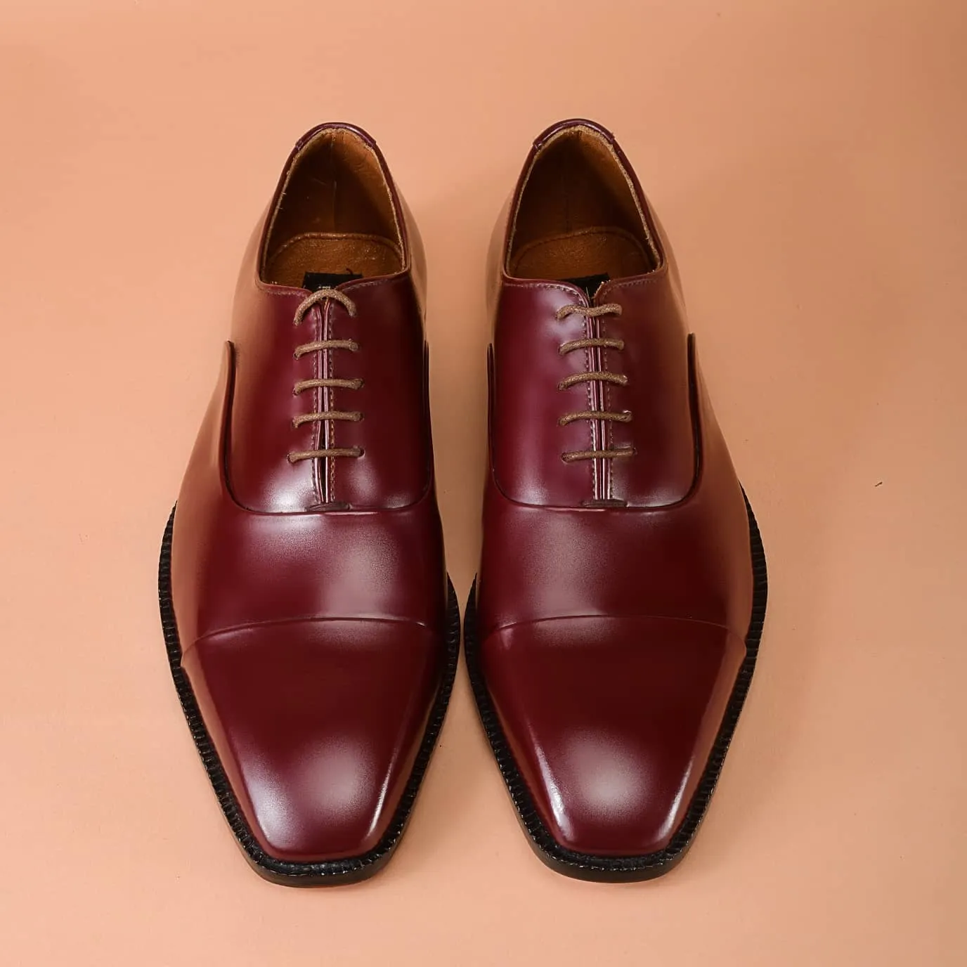 Burgundy Leather Oxford Dress Shoes for Men