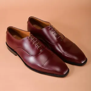 Burgundy Leather Oxford Dress Shoes for Men