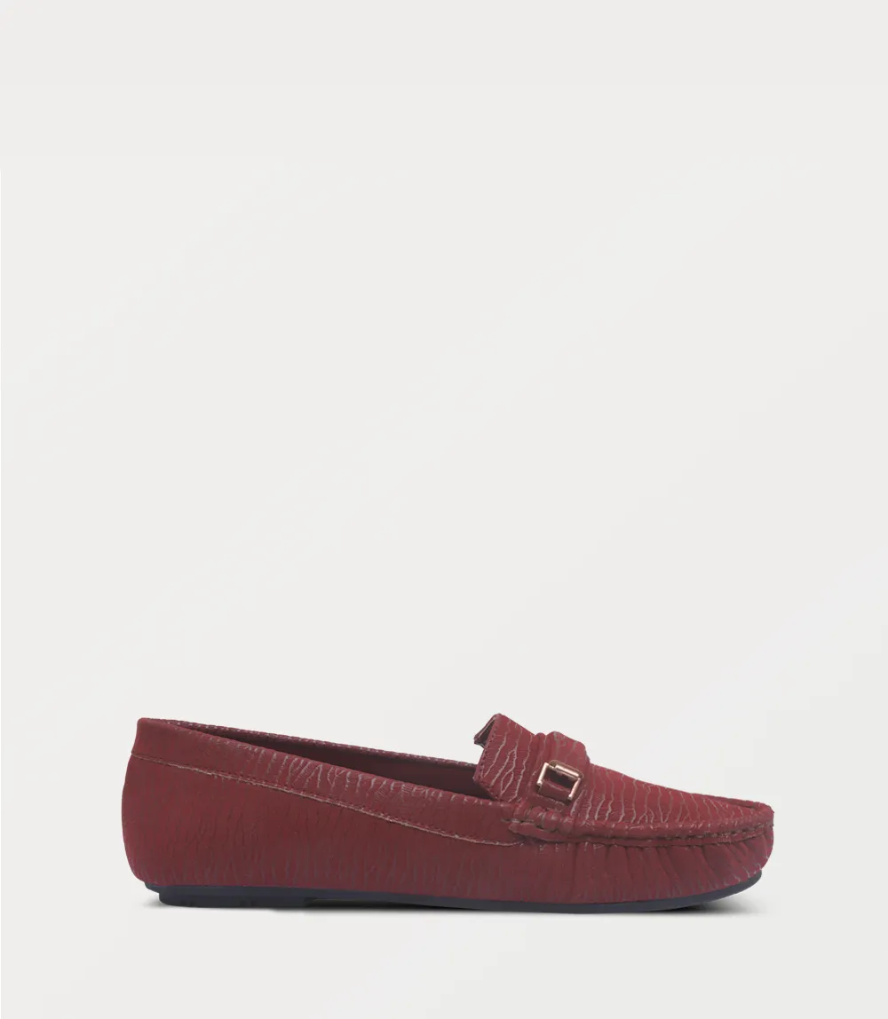BW10262-MAROON-Women Moccasin