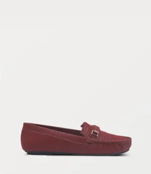 BW10262-MAROON-Women Moccasin