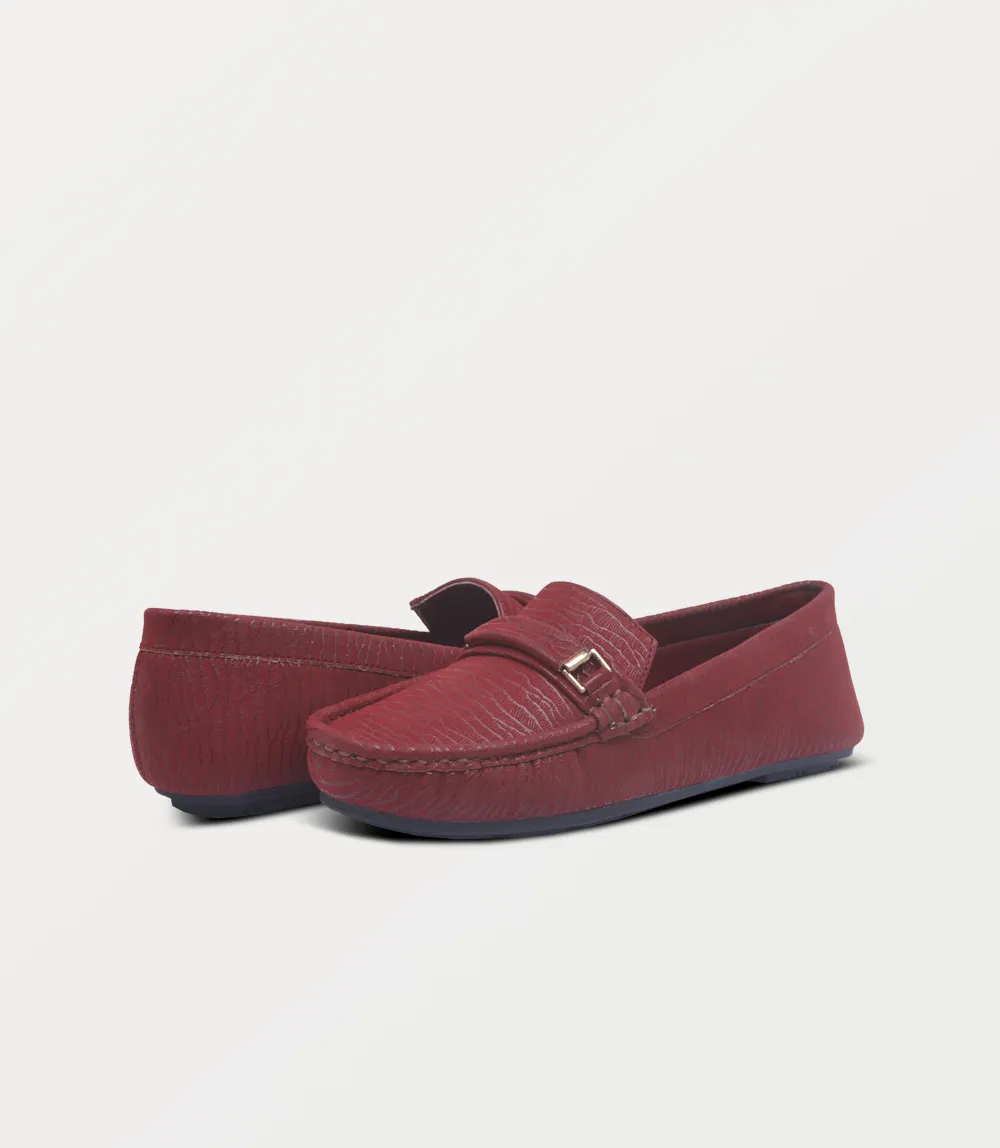 BW10262-MAROON-Women Moccasin