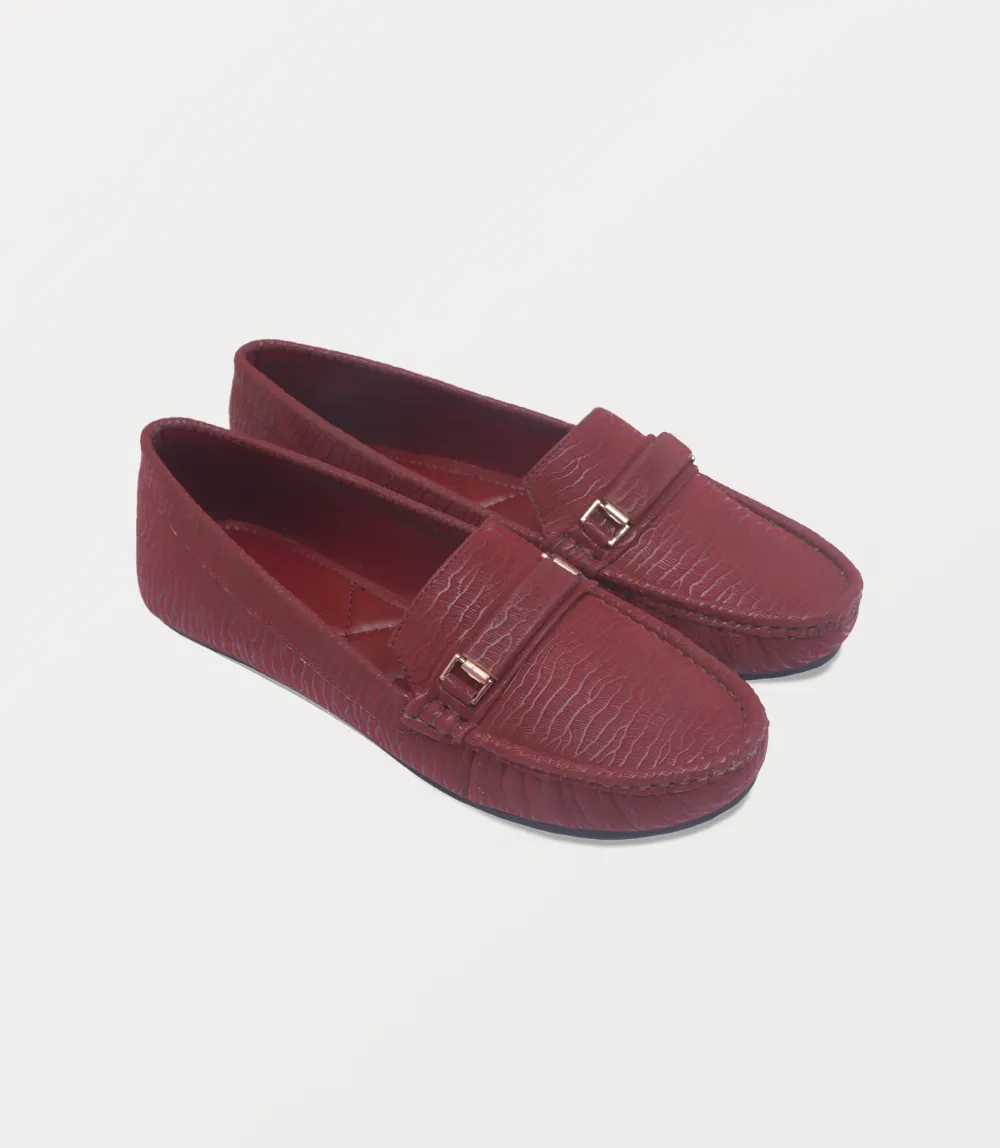 BW10262-MAROON-Women Moccasin