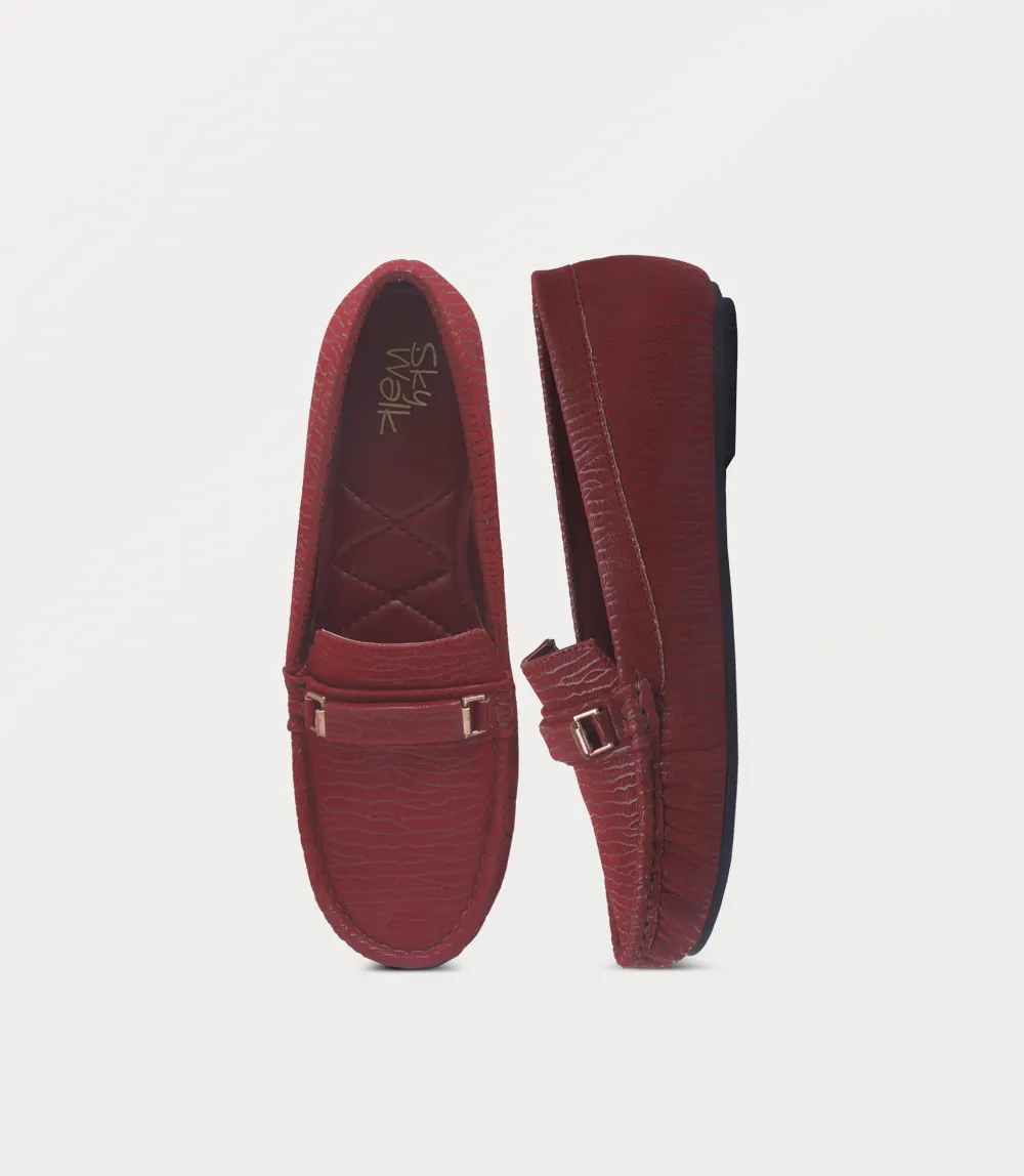 BW10262-MAROON-Women Moccasin