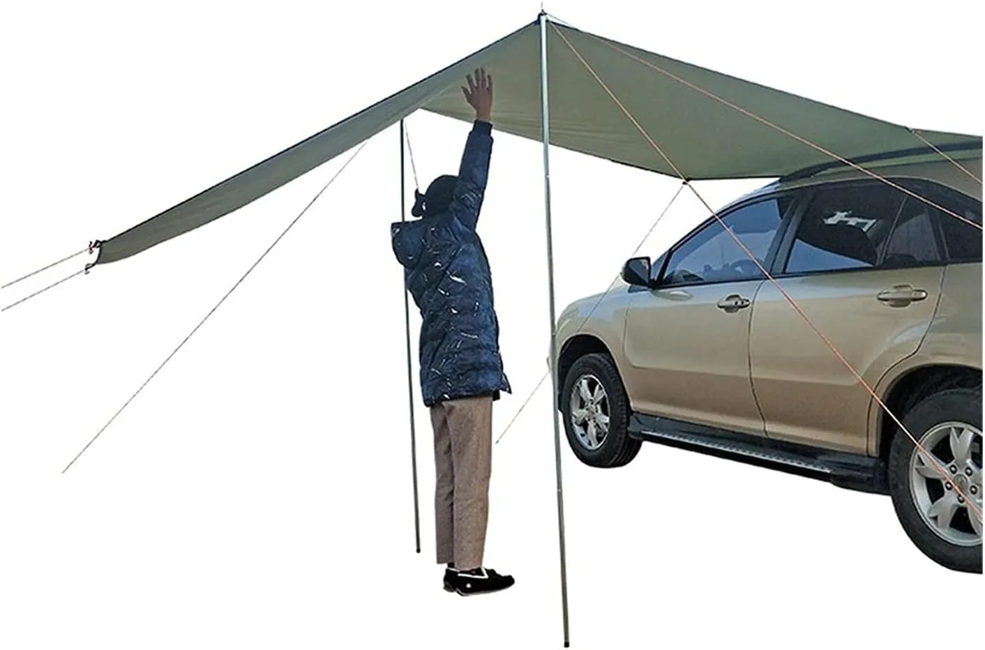 Car Camping Sun Shelter, SUV Car Waterproof Tent Canopy, Oxford Cloth Car Side Camping Shelter Shade for Beach Camping Picnic Hiking Outdoor Whole Family (Size : M)