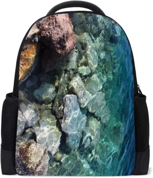 Casual Backpack School Book Bag Teenager Laptop Business Sports Travel Bag 16 Inch Water Proof Multi-Function ﻿Seabed Seashore Daypack