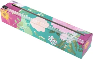 Chicwrap Spring Flowers Refillable Plastic Wrap Dispenser - One 12" x 250' Roll of Professional Grade Plastic Wrap - BPA Free and Kosher Certified - Reusable Dispenser w/Slide Cutter