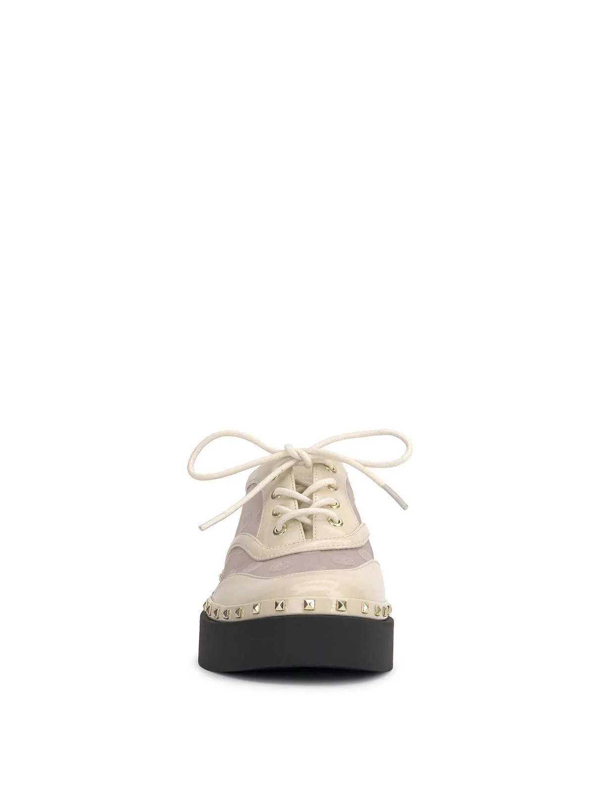 Chryse Studded Oxford in Ivory Polka Dot