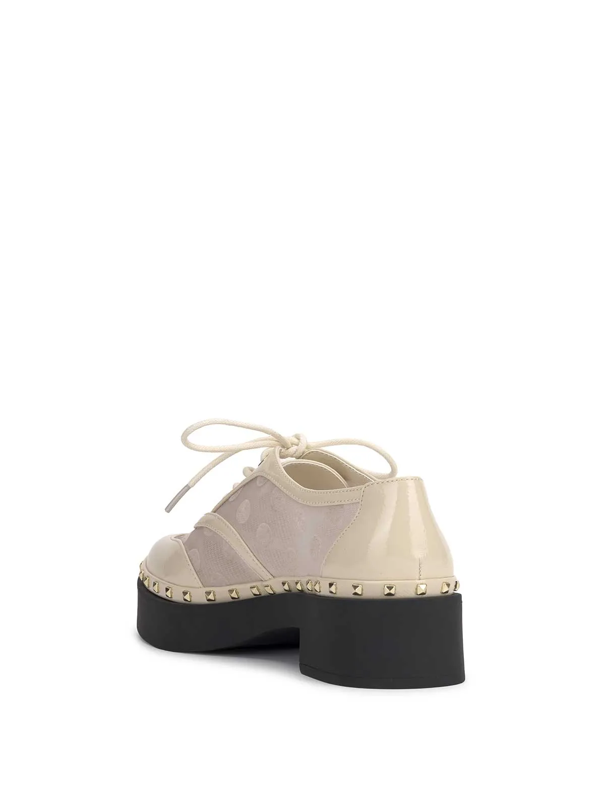 Chryse Studded Oxford in Ivory Polka Dot