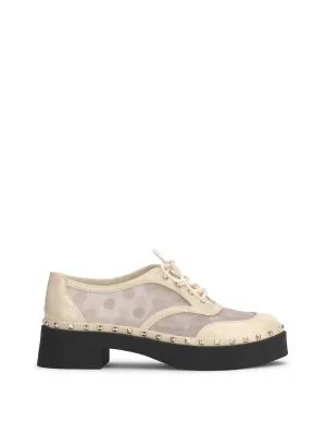 Chryse Studded Oxford in Ivory Polka Dot
