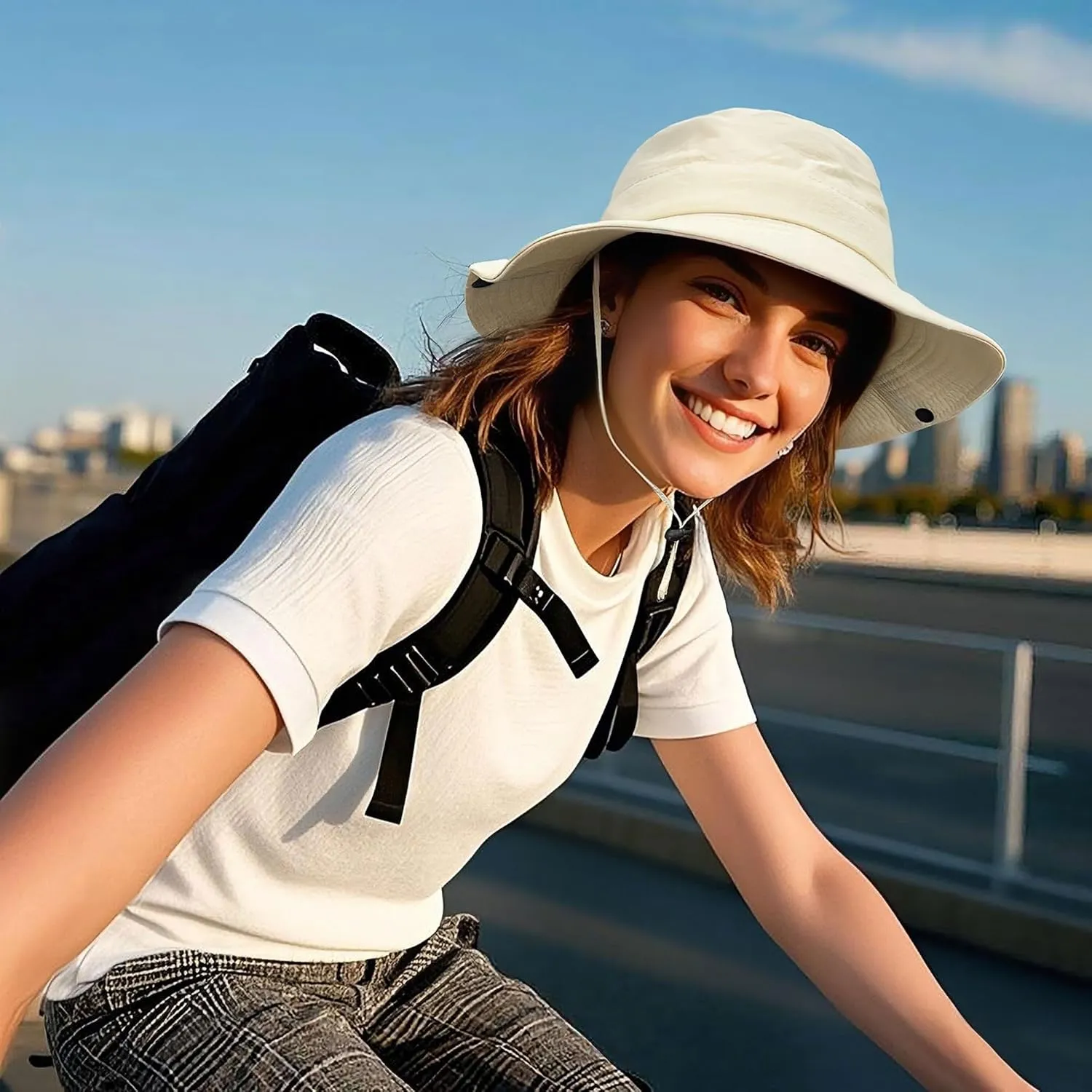 Clakllie Waterproof Fishing Hat Safari Cap Wide Brim Sun Hat Bucket Cap for Women Men Daily Wear Fashion Boonie Cowboy Caps
