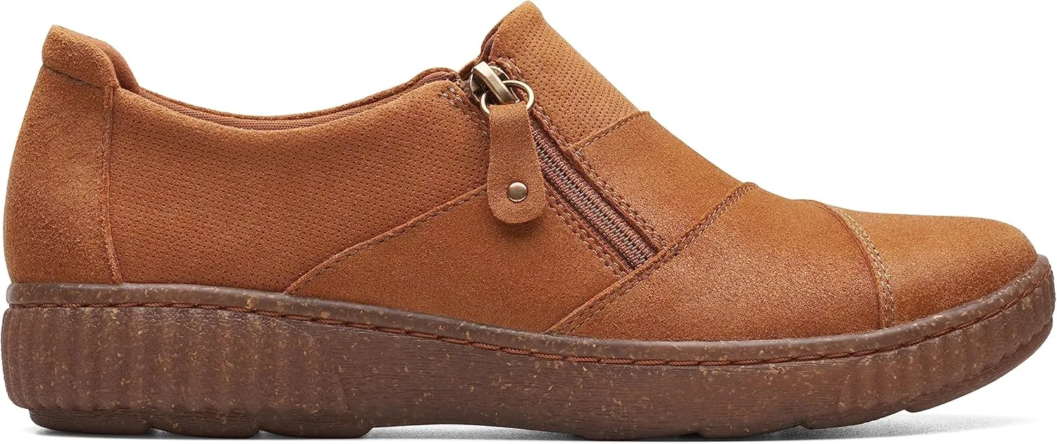 Clarks Women's Caroline Grace Oxford, Dark Tan Leather, 8