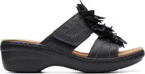Clarks Women's Merliah Raelyn Slide Sandal, Black Leather, 6.5 Wide