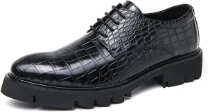 Classic Men's Business Thick Soled Leather Shoes Vintage and Fashionable Carved Leather Oxford Shoes Formal Wedding Leather Shoes