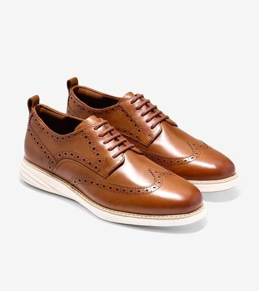 Cole Haan Men's GrandEvOlution Shortwing Oxford British Tan Ivory Leather C26930