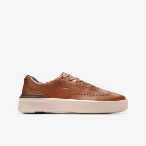 Cole Haan Men's GrandPrø Crew Wingtip Sneaker British Tan-Birch Leather C37606