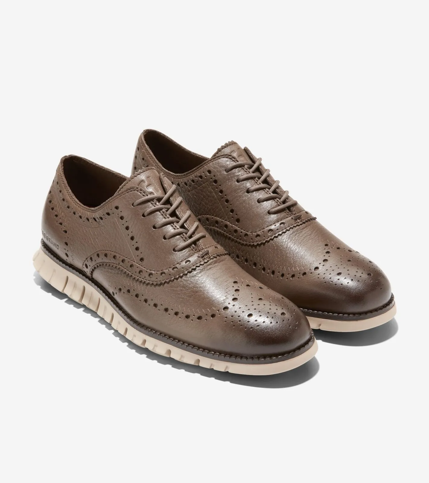 Cole Haan Mens Zerogrand Wingtip Oxford Truffle Dark Chocolate/White Sand C37737