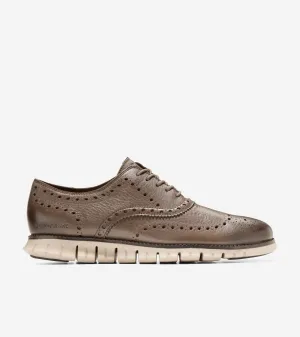 Cole Haan Mens Zerogrand Wingtip Oxford Truffle Dark Chocolate/White Sand C37737
