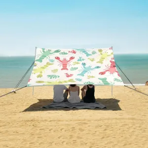 Colorful Lobster Sea Coral Beach Camping Tent Sun Shelter for Whole Family, Beach Shade Canopy with UPF50  UV Protection,Easy Set Up and Carry,Outdoor Shade for Trips, Fishing, Backyard Fun Pic