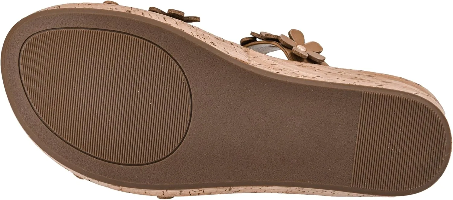 Corkys Footwear Womens Mic Drop Wedge - Featuring A 2.5-inch Heel, A Strappy Upper with 3D Floral Embellishments, and Corkys Signature Soft EVA Insoles
