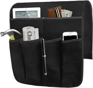 Couch Sofa Armrest Organiser Arm Chair Caddy Bedside Storage Pocket with 6 Pockets TV Remote Holder Bed Storage Pocket Bag for Cellphone Tablet Notepad Book Magazines DVD Glasses