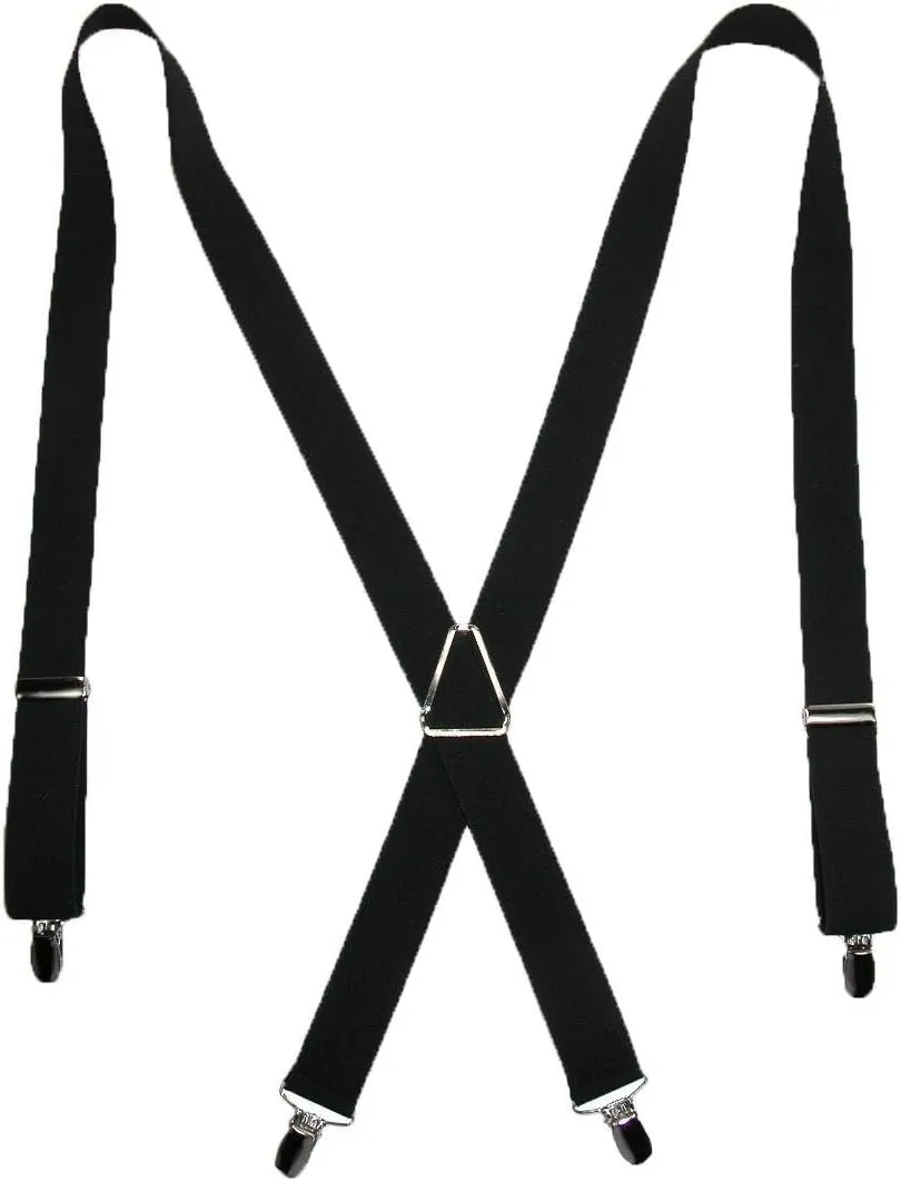 CTM® Men's Elastic X-Back Suspenders with Silver Hardware