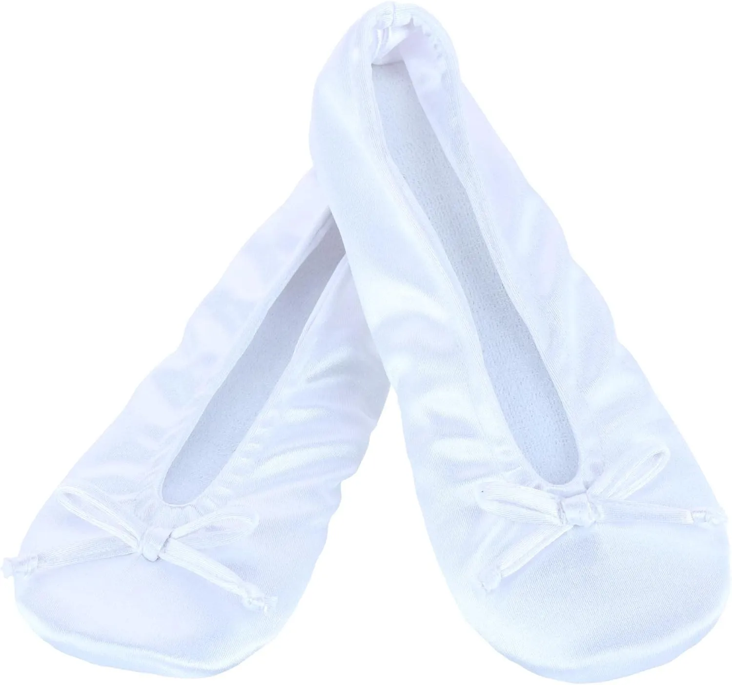 CTM Women's Satin Ballerina Slipper House Shoe