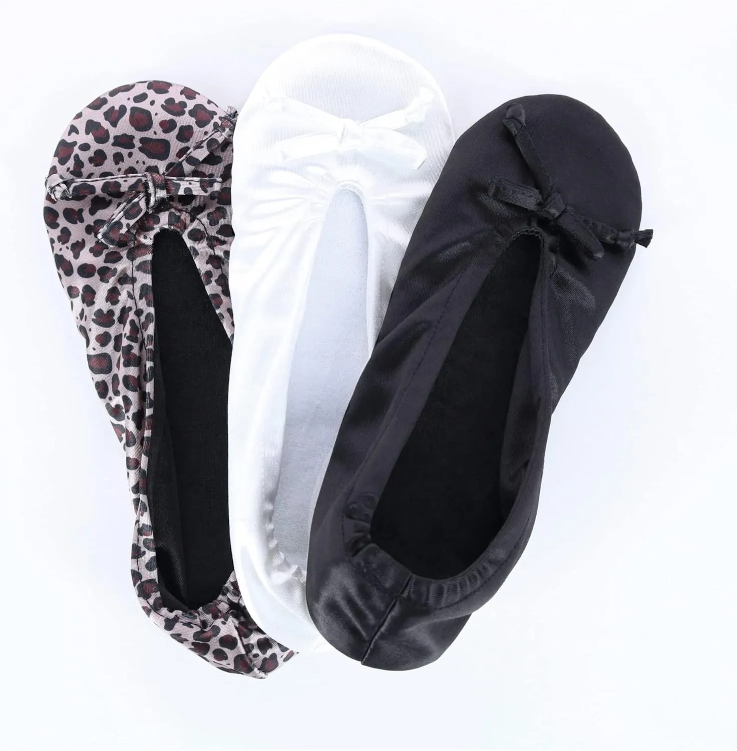 CTM Women's Satin Ballerina Slipper House Shoe