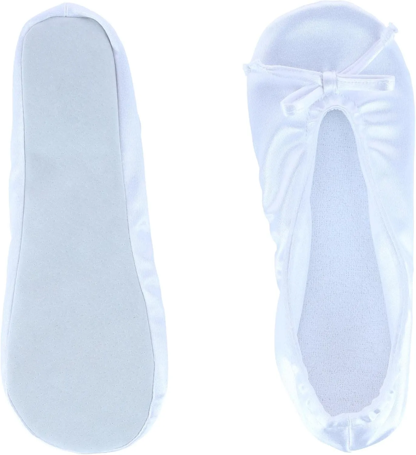CTM Women's Satin Ballerina Slipper House Shoe