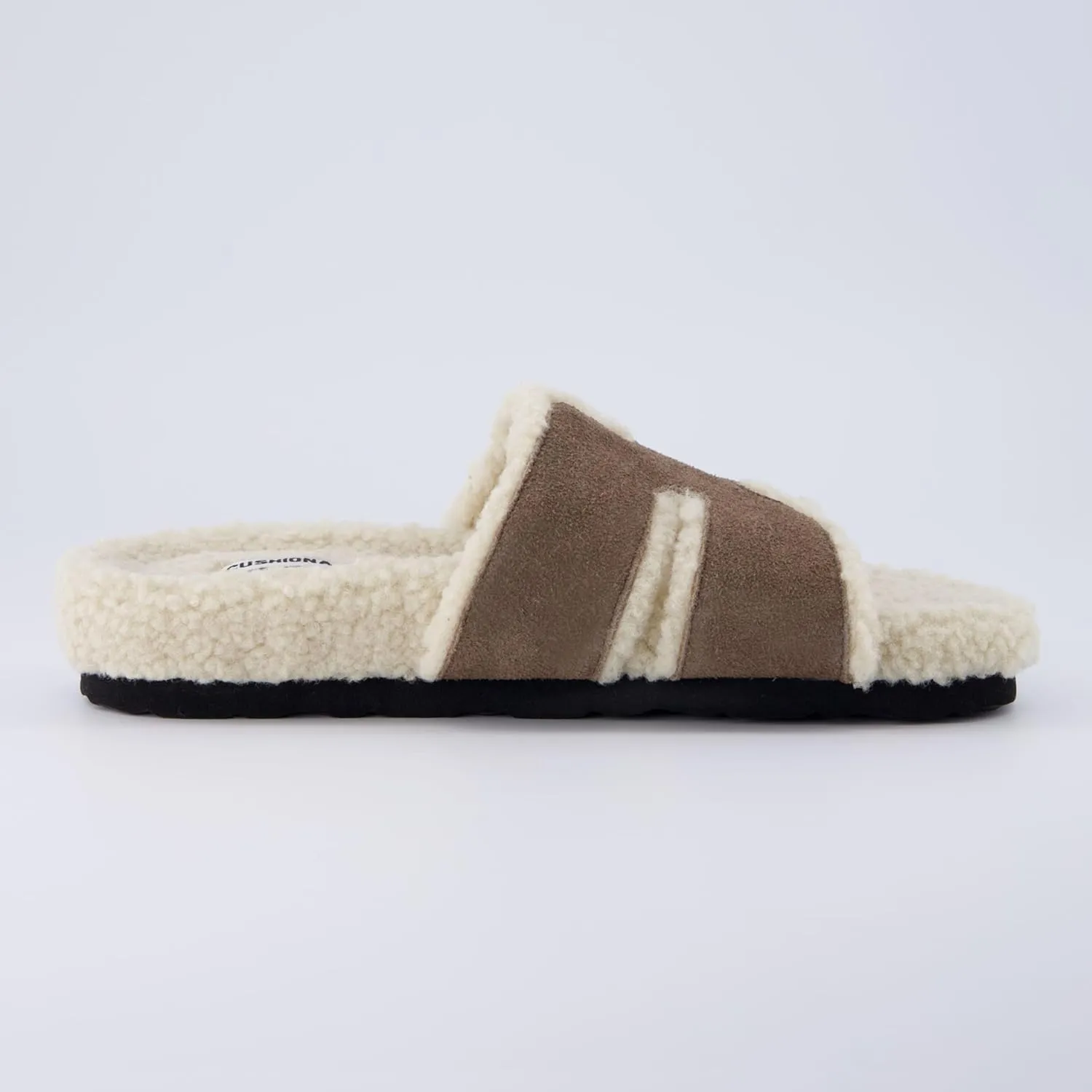 CUSHIONAIRE Cuddle Fur Slippers for Women Faux Shearling Slide Sandal  Memory Foam, Wide Widths Available