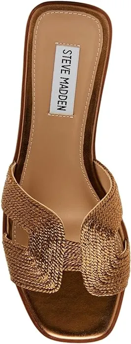 Cut-Out Sandals Season clearance Hadyn Fashion Flat 7.5 Bronze Steve Slip Huge selection Madden On Slides Open Toe