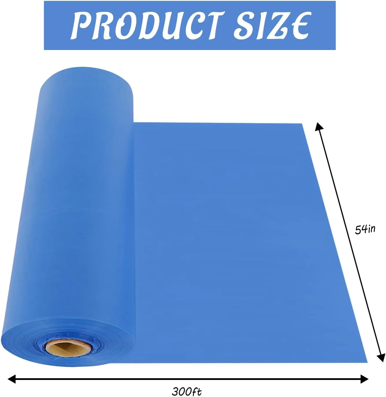 CXPSINC 54 Inch X 300 Feet Plastic Table Cover Roll Disposable Tablecloth with Slide Cutter for All Type/Shape Tables | Picnic, Party, Banquet, Birthdays, Weddings (Blue, 300 Feet)