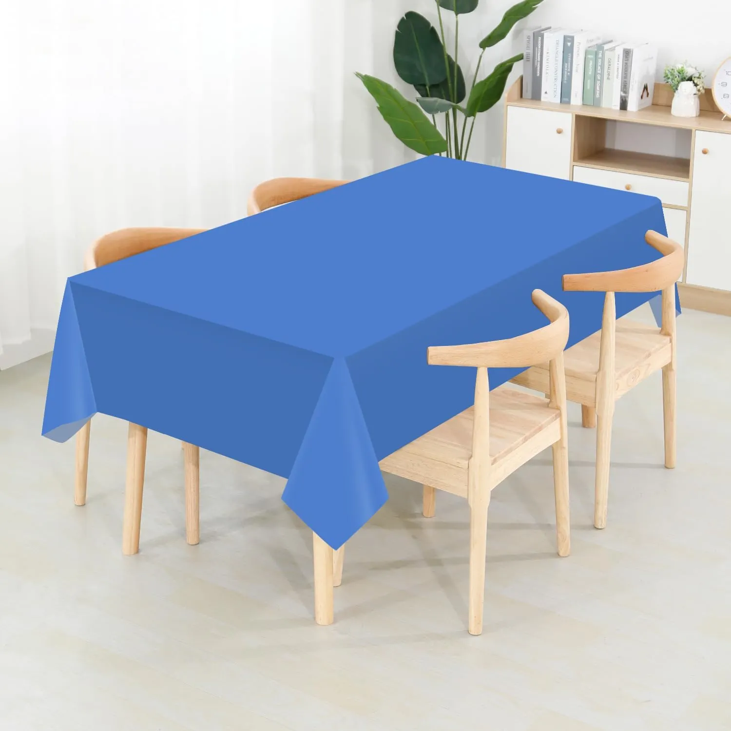CXPSINC 54 Inch X 300 Feet Plastic Table Cover Roll Disposable Tablecloth with Slide Cutter for All Type/Shape Tables | Picnic, Party, Banquet, Birthdays, Weddings (Blue, 300 Feet)