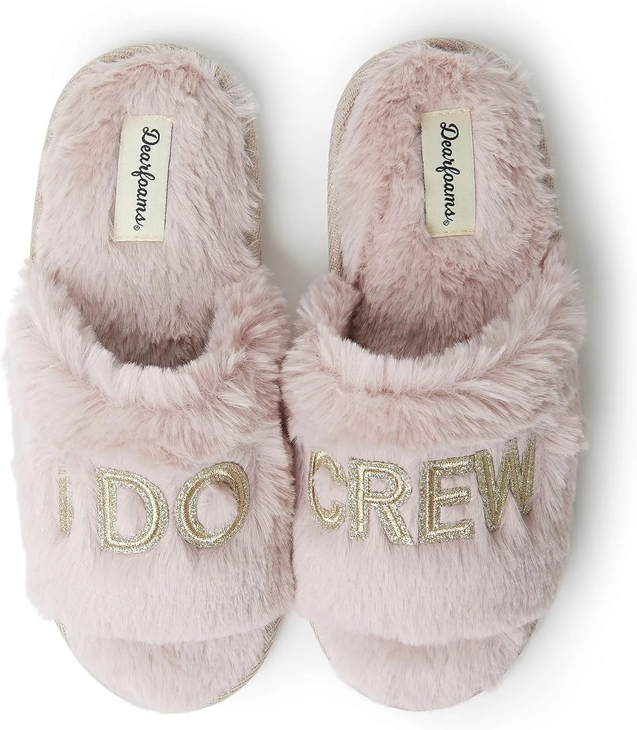 Dearfoams Women's Bride and Bridesmaid Gifts I Do Crew Matching Bridal Slippers for Wedding and Bachelorette Party