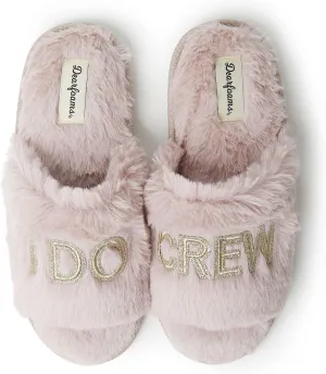 Dearfoams Women's Bride and Bridesmaid Gifts I Do Crew Matching Bridal Slippers for Wedding and Bachelorette Party