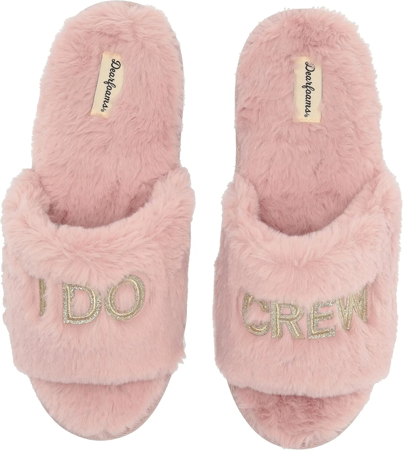 Dearfoams Women's Bride and Bridesmaid Gifts I Do Crew Matching Bridal Slippers for Wedding and Bachelorette Party